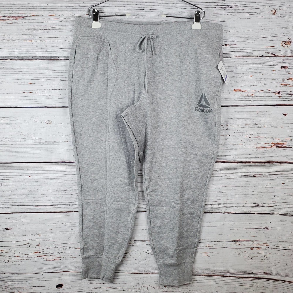 Reebok Sweatpant Joggers Athleisure Drawstring Women Plus XXL Gray Pockets NWT